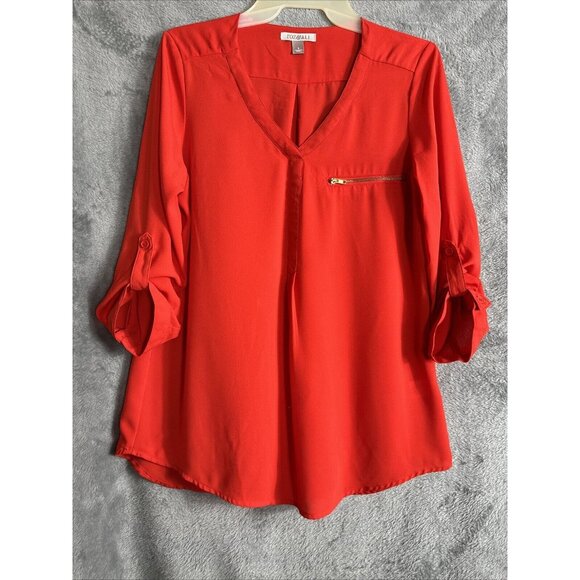 Roz & Ali Top Woman’s Small Red Blouse V Neck Shirt - Picture 9 of 16